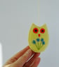 Hand embroidered felt owl hanging decoration - Image 1