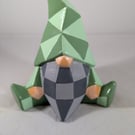 Two Tone Green Ceramic Facet Shaped Garden Gnome Gonk Ornament Decoration.
