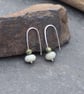 Frosted Amazonite and Rhyolite bead drop earrings, silver threader bead earrings - Image 10
