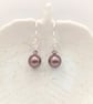 Pearl Earrings - Burgundy Crystal Pearl Earrings - Swarovski Crystal Pearls  - Image 2