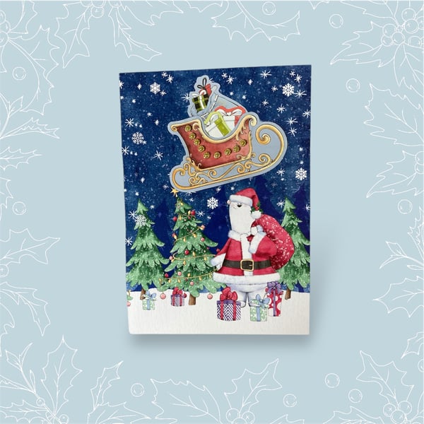 Luxury Christmas Card with a Polar Bear Santa.