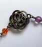 Boho Antique Bronze Multi Coloured Flower & Key Charm Pendant Necklace - Image 4