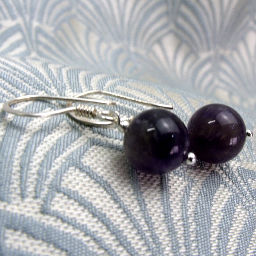 Amethyst Earrings, Purple Dangle Earrings, Purple Handmade Earrings DD12