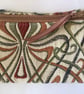 Purse, green, red, zipped for coins, notes and cards, make up