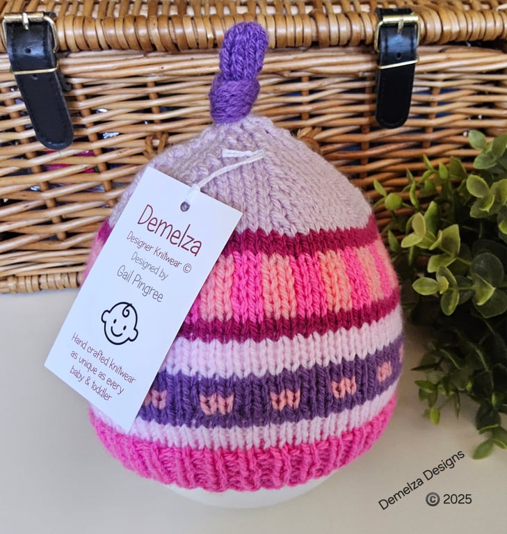 Designer  Baby Knotted Fairisle Hat 9-18 months size 