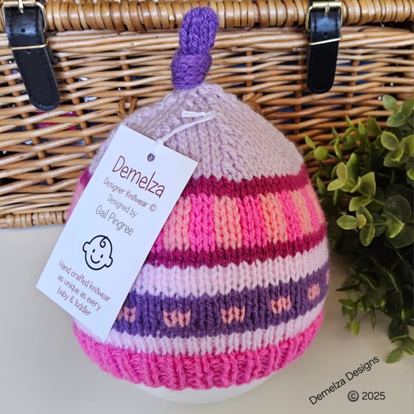 Designer  Baby Knotted Fairisle Hat 9-18 months size 