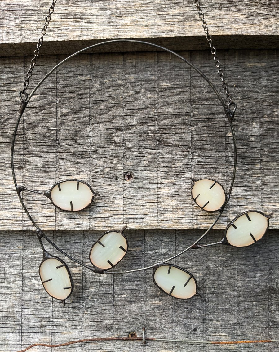 Stained Glass Wreath, Wildflower Wreath, Stained Glass Flower Honesty 