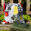 Fruit & Veg Drawstring bag made from 1950s Fruit and Gingham Vintage Fabric