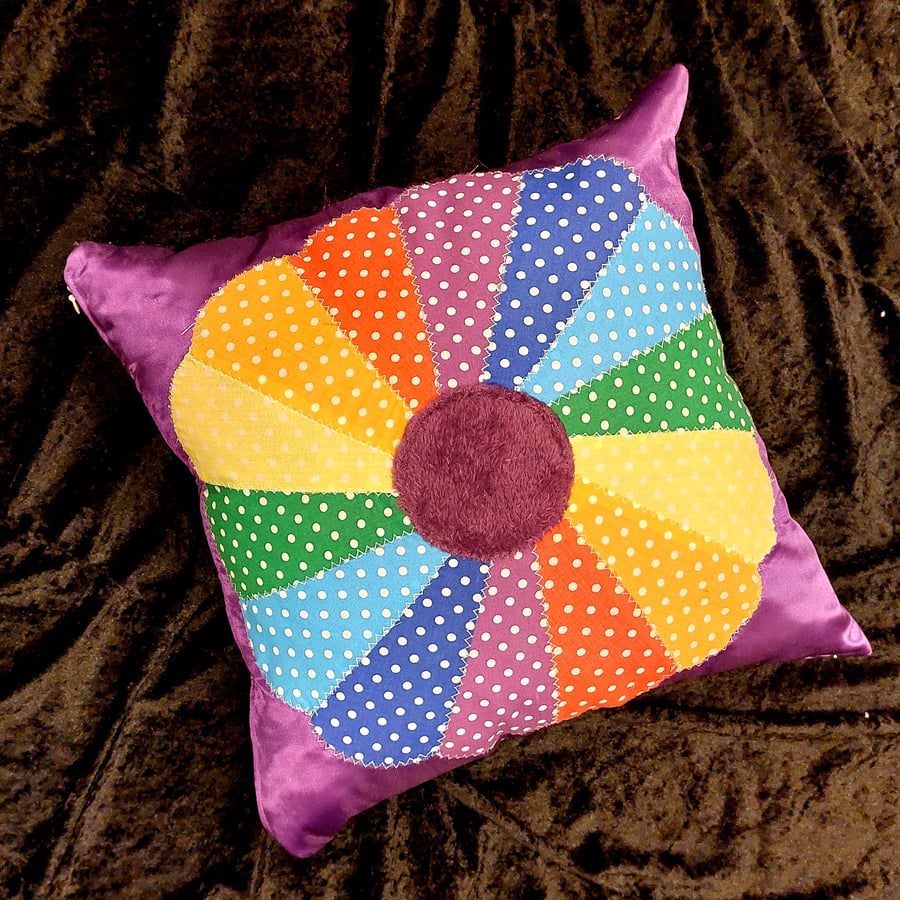Rainbow flower cushion