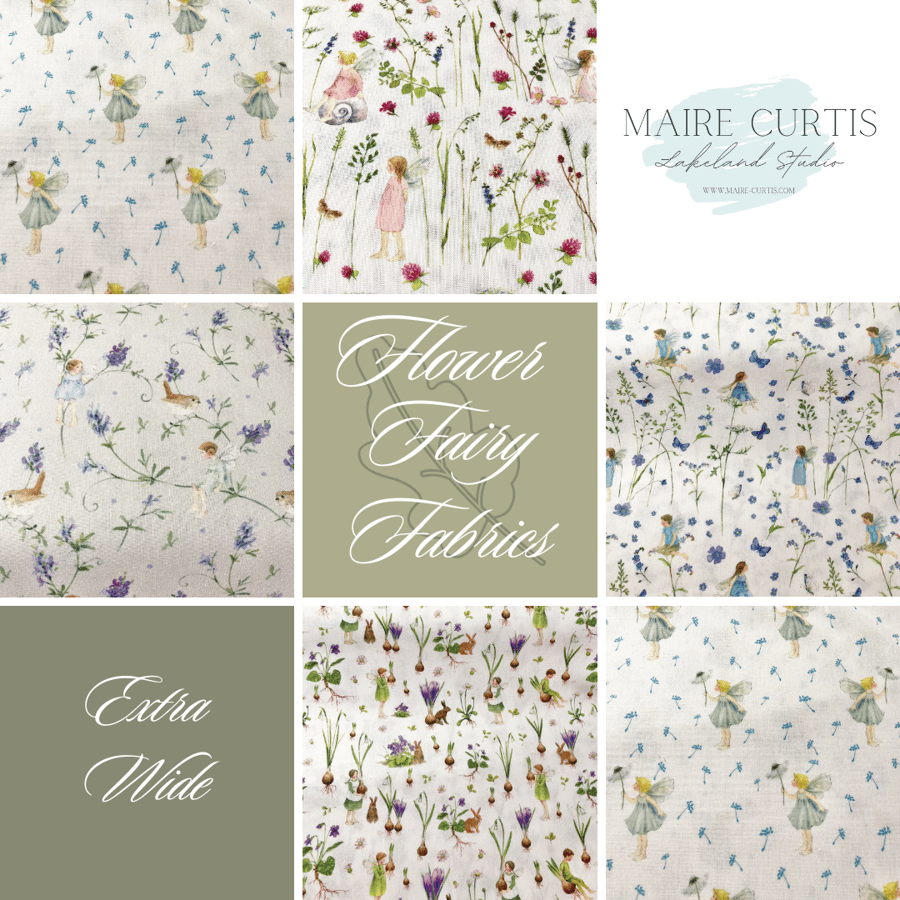 Flower Fairies collection cotton quilt fabrics from quarter metre