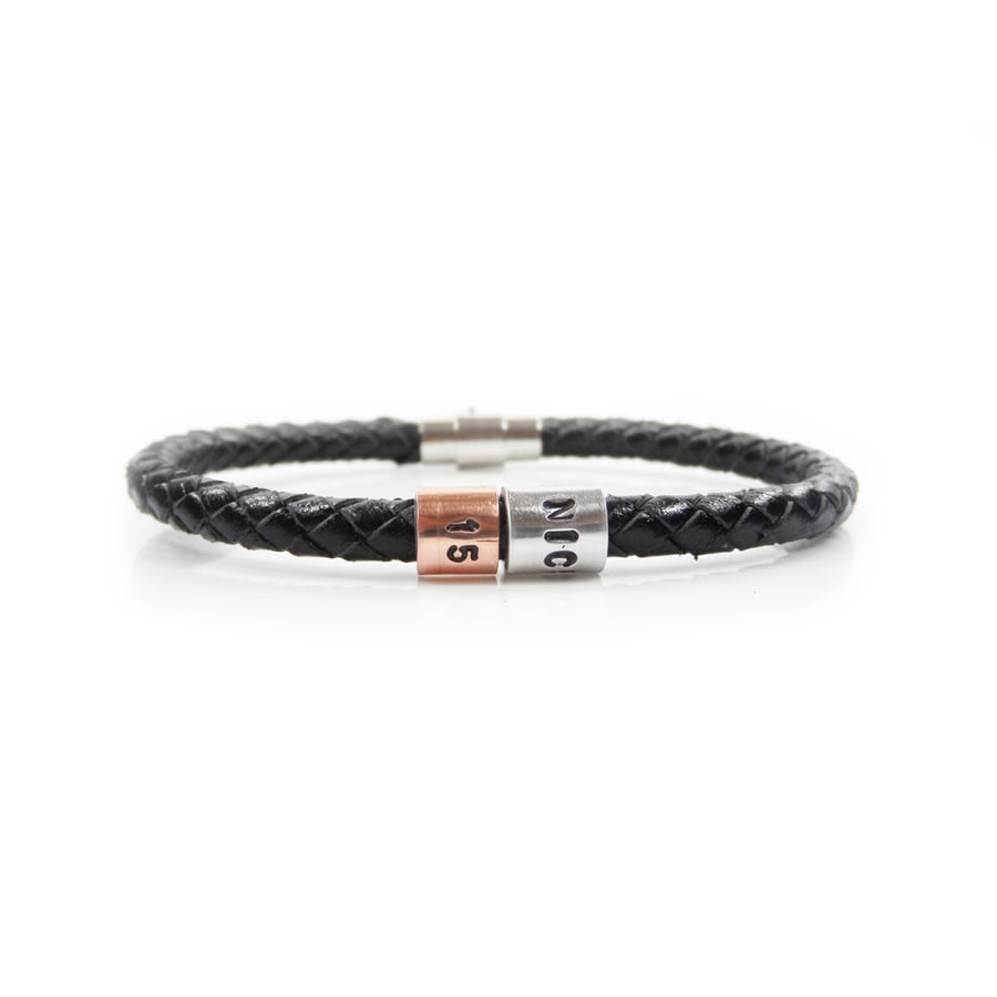 15th Birthday Personalised Leather Bracelet – Gift Boxed - Free Delivery
