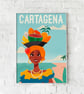 Cartagena retro travel poster, Colombian girl retro print, Colombia wall art - Image 5