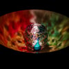 Handmade stained glass effect lantern for tea light suncather with peacock