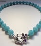 Designer Blue Agate & Blue Quartzite Silver Plated Necklace - Image 2