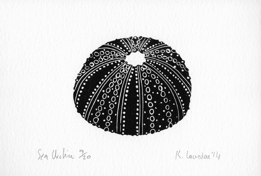 Urchin Black: Lino Print (FREE UK POSTAGE)