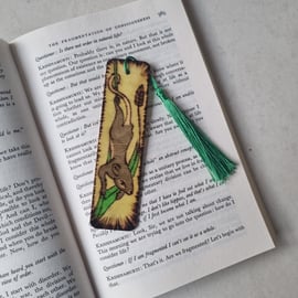 Personalised beautiful field mouse pyrography book mark hand painted 