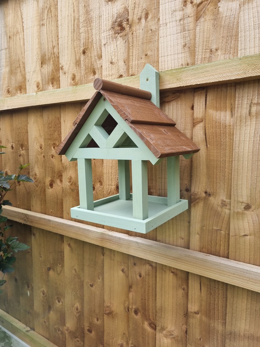 Wooden hanging bird table 