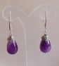 Handmade tear drop amethyst earrings, gift for women, dangle earrings - Image 6