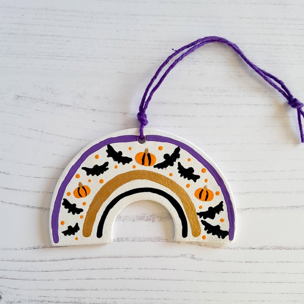 Halloween themed painted rainbow hanging decoration, one supplied