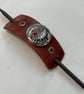Dyed Brown Leather Hair Stick Barrette - Native American design