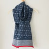 Soft merino lambswool Scandi scarf in indigo blue and natural white