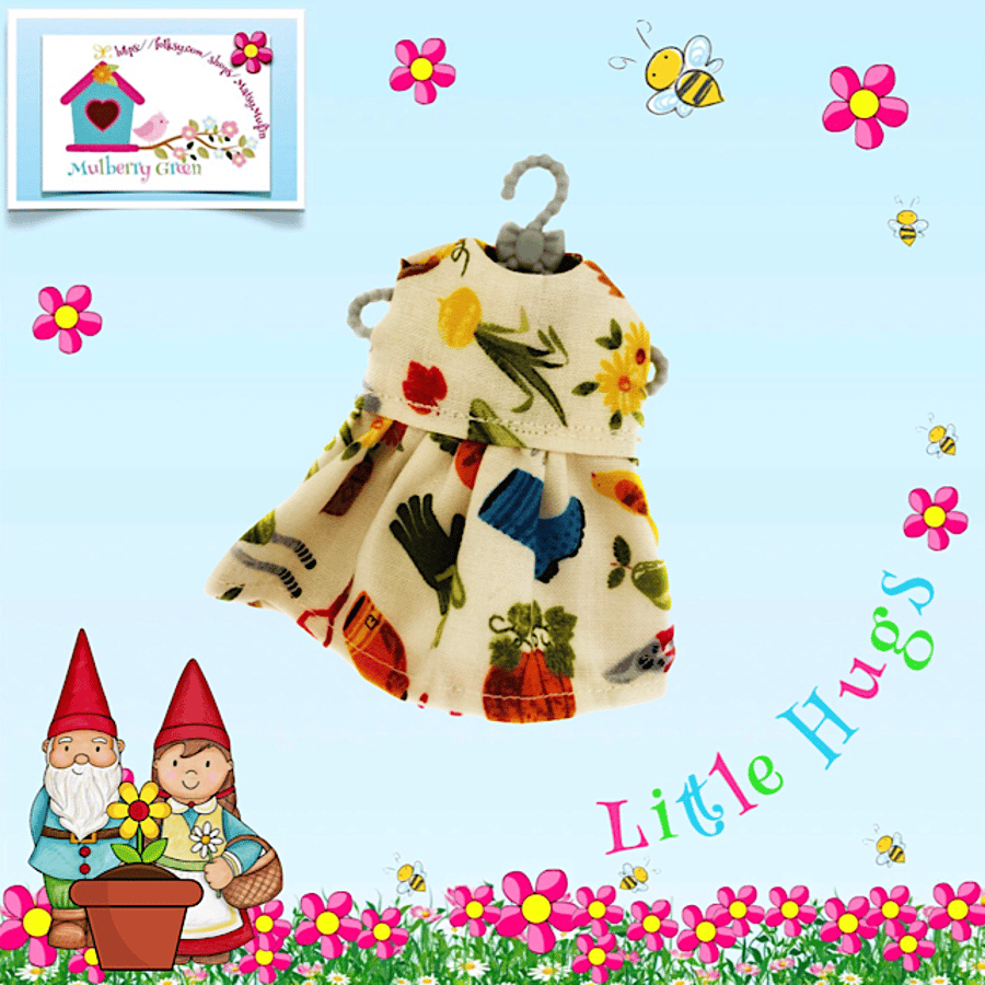 Gardening Print Dress to fit the Little Hugs dolls and Baby Daisy