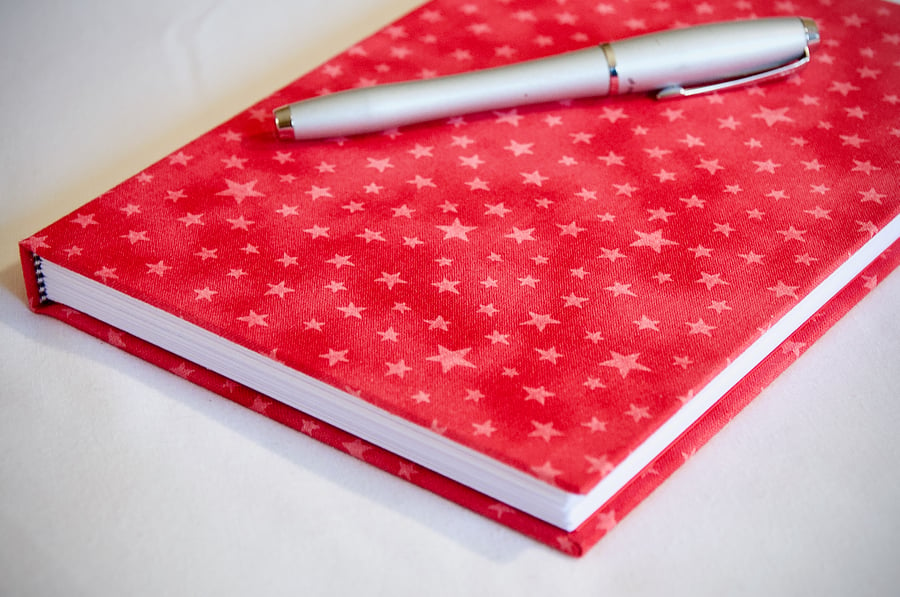 A5 Hardback Notebook with full cloth red star cover