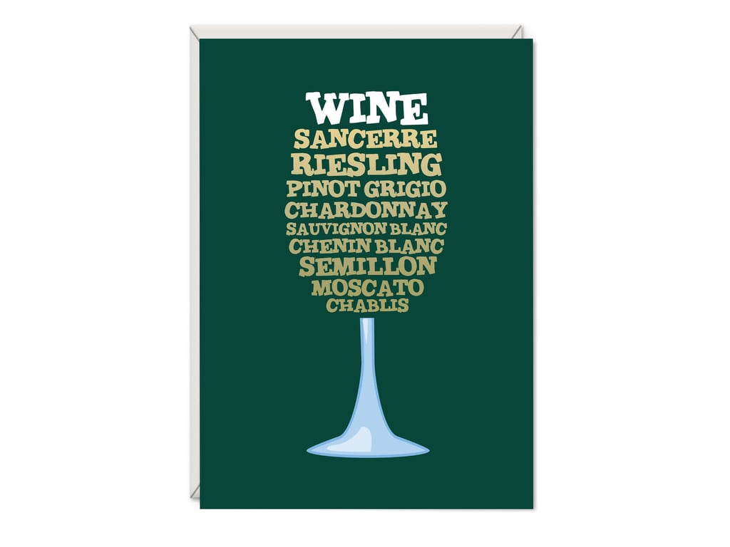 White Wine Birthday Word Art Card