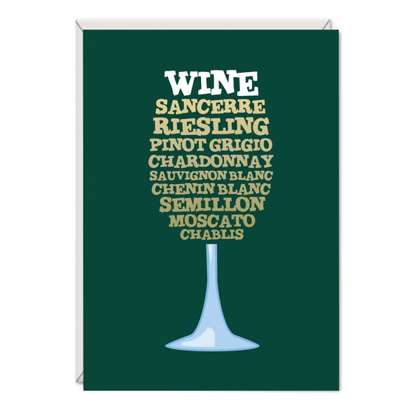 White Wine Birthday Word Art Card