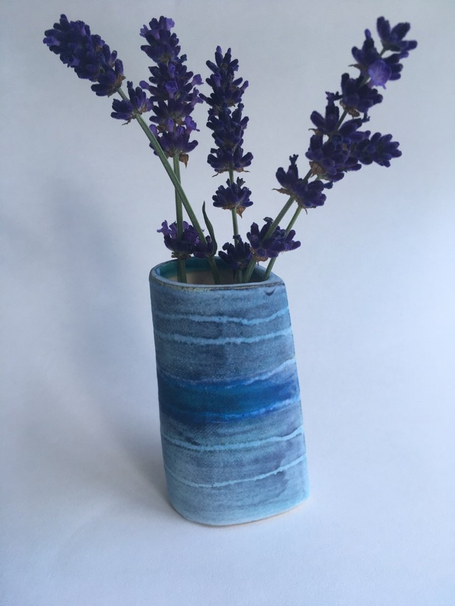 Blue Ceramic Vase for Flowers