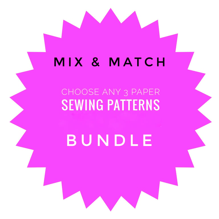 Three Paper sewing pattern bundle. Choose any three patterns, mix and match