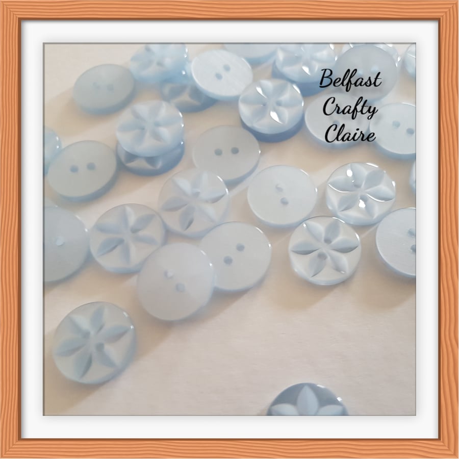 Star Style - Resin Buttons - BABY BLUE - 3 Sizes Available
