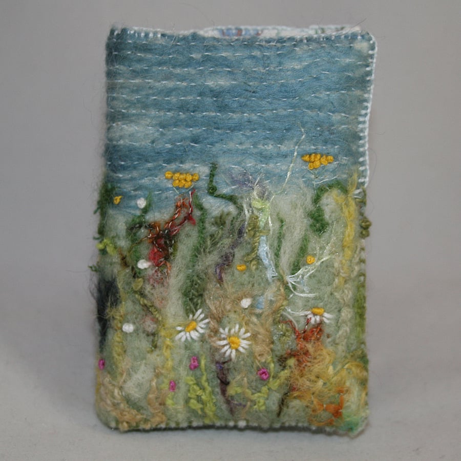 Meadow Card Case, Wallet - embroidered and felted