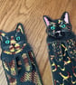 Tortoiseshell Cat bookmark. Embroidered kitty page keeper by Fidditchdesigns.