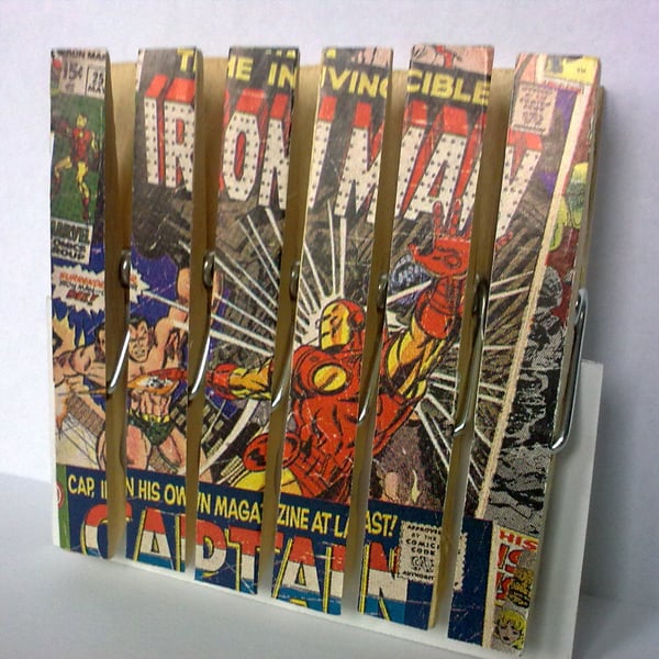 Iron Man Comic Book Peg Magnets Magnetic Fridge Geek Gift