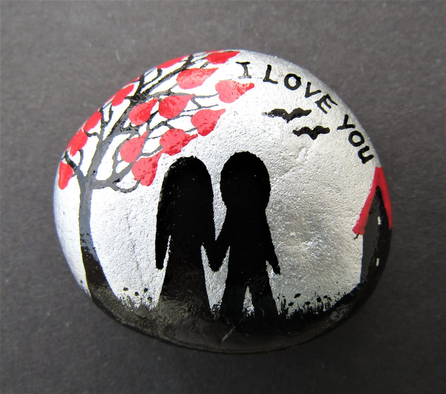 Valentines Gift for Him, Painted Stone, Love Gift for Her, Pebble Art, Couple