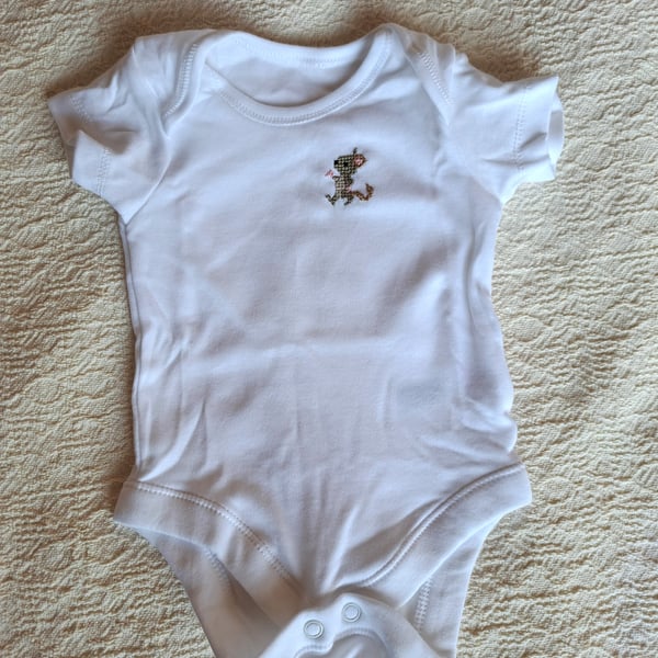 Mouse, vest, age 0-3 months, hand embroidered