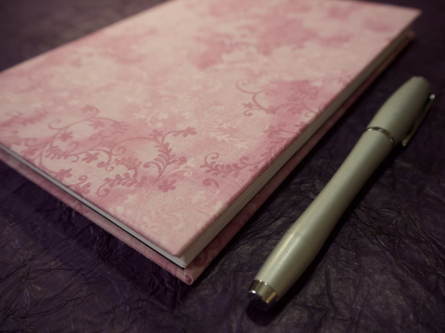 A5 Lined Notebook with pink vine cover