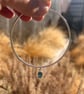 Blue seaglass silver sandbanks bangle sea glass handmade - Image 1