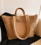 Solid color square straw Bag women zipper closure basic style shoulder Bag