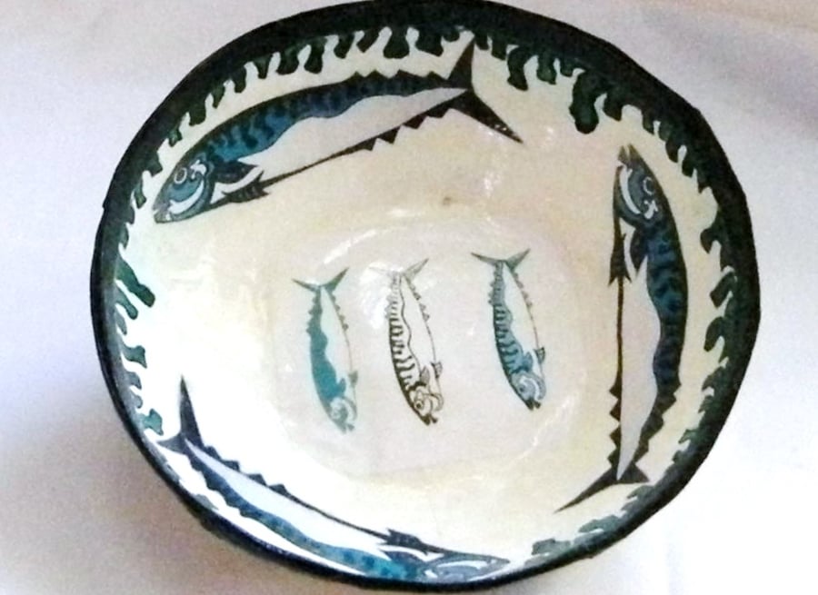 PAPER MACHE "MACKERELS" BOWL
