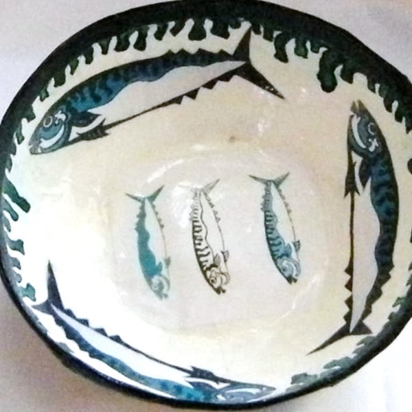 PAPER MACHE "MACKERELS" BOWL