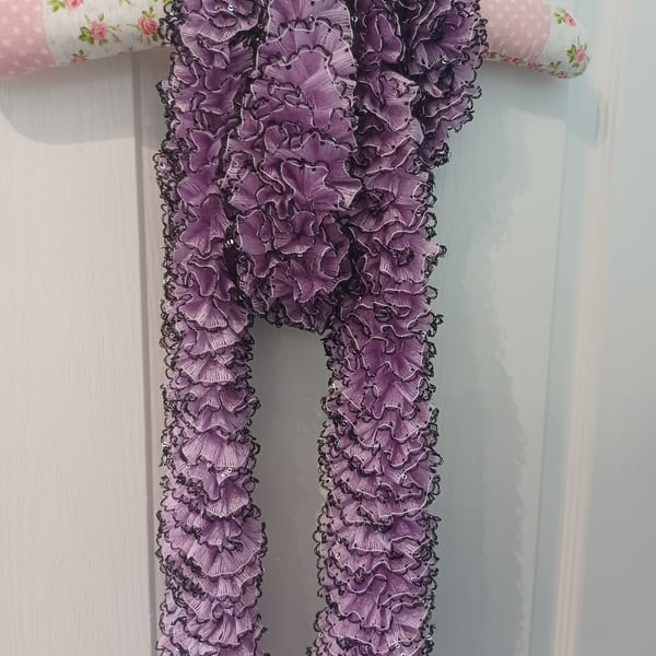 Lilac Frilled Scarf With Sequins 