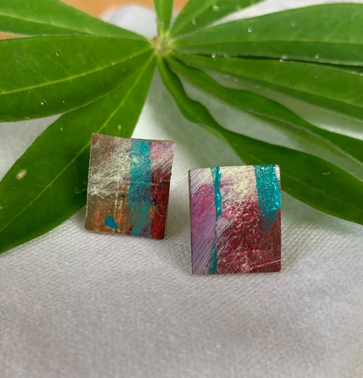 Autumn Wind,  Stainless Steel Post Earrings.