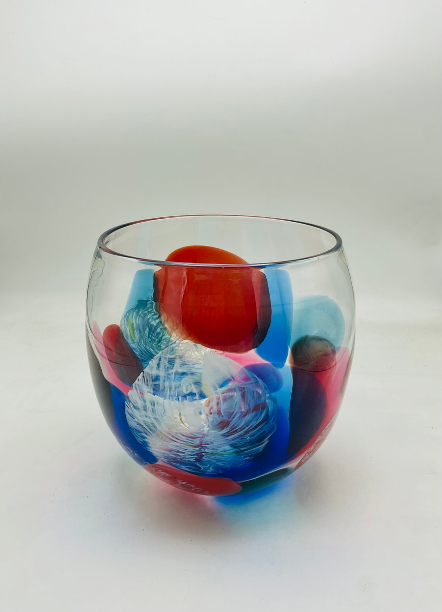 Blue, Red, Ruby Diatom Bowl