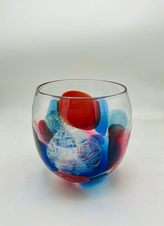 Blue, Red, Ruby Diatom Bowl