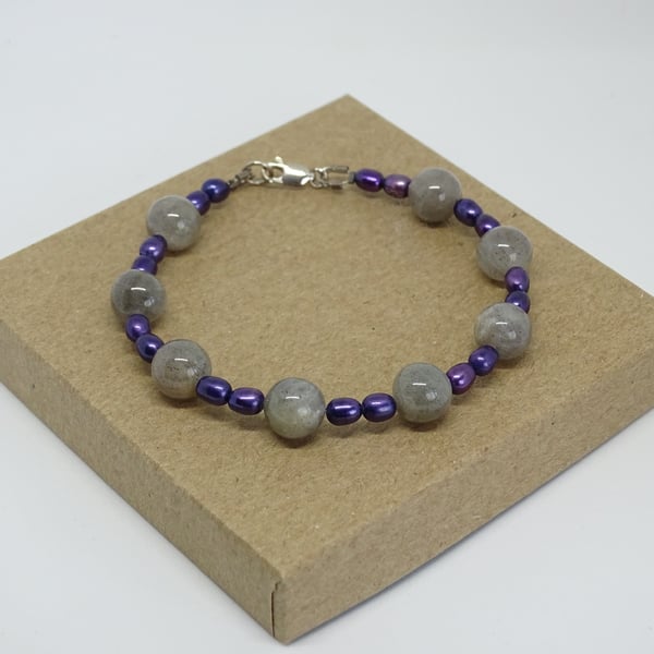 Labradorite & Blue Pearl Bracelet