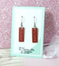 Small deep red dangle earrings, minimalist bright drop earrings - Image 3