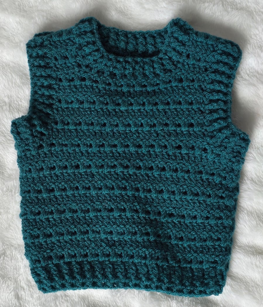 Handmade Crochet Baby Vest – 0–3 Months