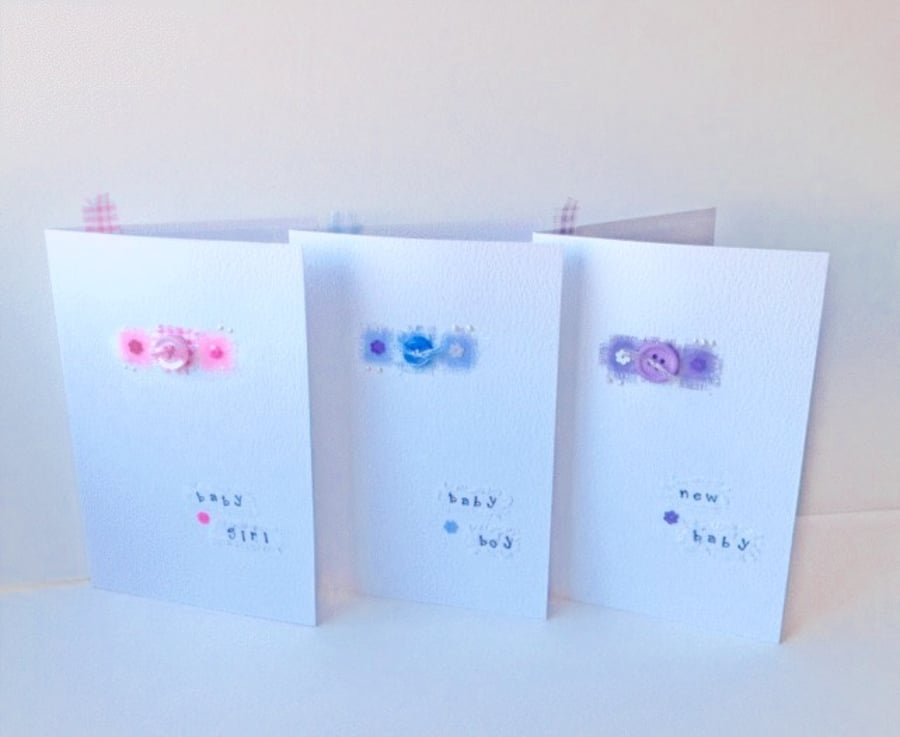 Collage Design,Baby Card Pk Of 3,Assorted Colours,Handmade Baby Cards